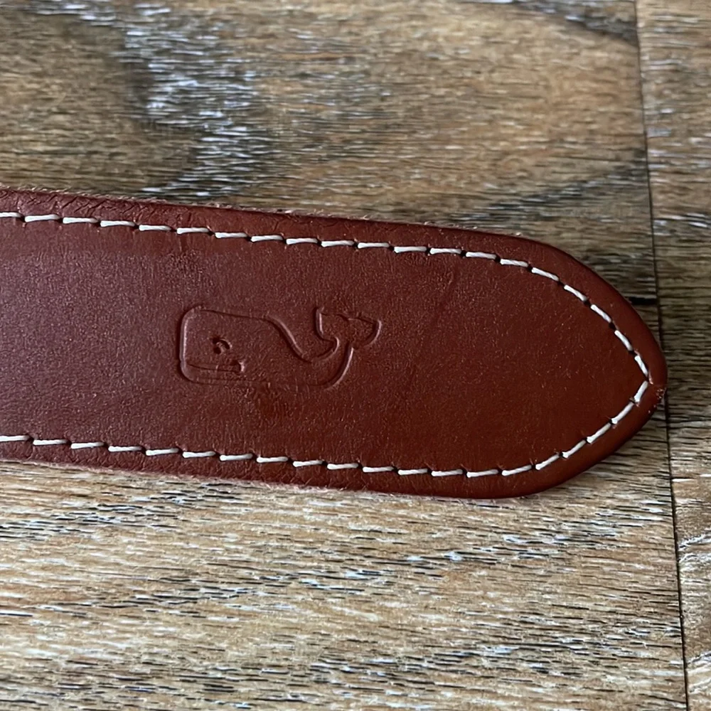 Vineyard Vines Pineapple Canvas and Leather Belt